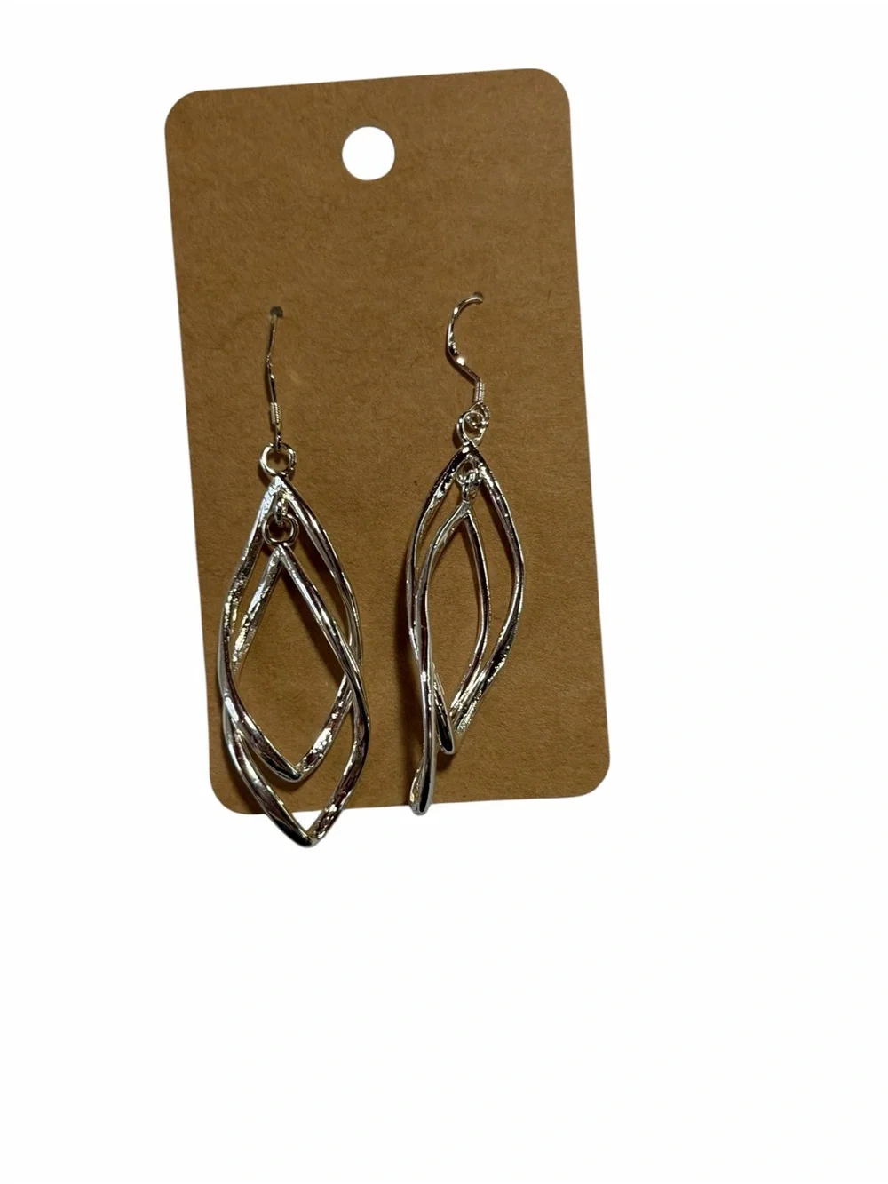 Silver Twisted Open-Frame Drop Earrings - Women Jewelry